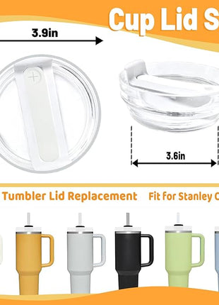 40 OZ Tumbler Lid Replacement Fit for Stanley Cup, 2 Pack Clear Replacement Lids Fit for Stanley Travel Tumbler, Spill Proof Tumbler Covers for Stanley Cup Accessories (White+Frost)