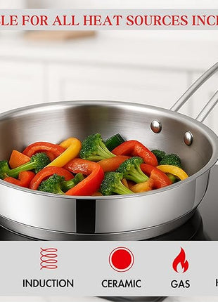 Vinod Classic Deluxe Stainless Steel Cookware Combo Set of 4 Pcs/Saucepan, Saucepot, Kadai and Frypan/Deep Kadhai for Cooking/Heavy Induction Bottom