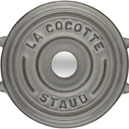 staub La Cocotte Round 40500-106 Mini Pico Cocotte Round Gray 40500-106 Small Two-Handed Cast Enameled Pot