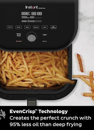 Instant Pot Vortex Plus 6QT Air Fryer with Odor Erase Technology,6-in-1 Functions that Crisps,Roasts, Broils,Dehydrates, Bakes & Reheats, 100+In-App Recipes, from the Makers of Instant Pot,1700W,Black