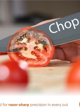 MasterChef Kitchen Knife Set with Covers, 6 Professional Chef Knives for Home Kitchens, Extra Sharp Cutting Stainless Steel Blades & Protective Sheaths, Soft-Touch Easy-Grip Handles, Nordic Blues