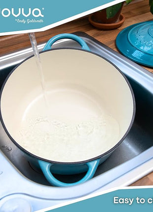 Cast Iron Dutch Oven with Lid – Non-Stick Ovenproof Enamelled Casserole Pot – Sturdy Dutch Oven Cookware – Blue, 7.3-Quart, 30cm – by Nuovva