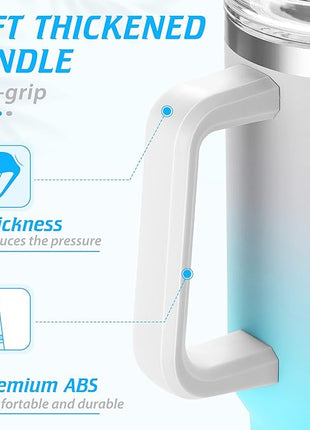 40 oz Tumbler with Handle and Straw, Pink Insulated Travel Mug Iced Coffee Cup, Reusable Stainless Steel Insulated Water Bottle, Keeps Drinks Cold for 34 Hours, Women Christmas Gifts for Mom Grandma