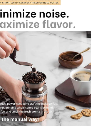 MITBAK Manual Coffee Grinder With Adjustable Settings| Sleek Hand Coffee Bean Burr Mill Great for French Press, Turkish, Espresso & More | Premium Coffee Gadgets are an Excellent For Coffee Lovers