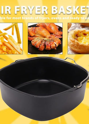 Air Fryer Accessory, 7in/8in Nonstick Air Fryer Cake Barrel, Pizza Bread Baking Pan for 3.8QT-8QT Standard Deep Fryers, Dishwasher Safe (8 inch)
