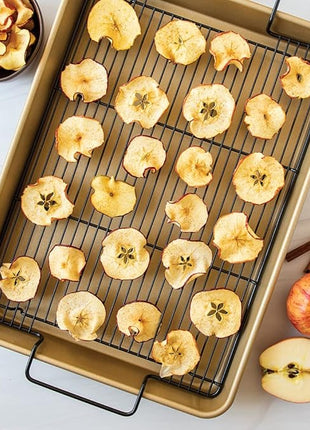 Nordic Ware High-Sided Half Sheet Oven Crisping Baking Tray with Rack, Natural Nonstick Aluminum For Air Frying, Crisping, Broiling, Baking; Cooking Surface 17.9 x 12.9 x 2 inches