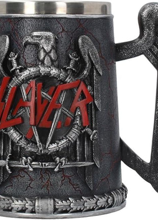 Nemesis Now B4128M8 Slayer Tankard Mug 14cm Black, Resin w/Stainless Steel Insert, Grey