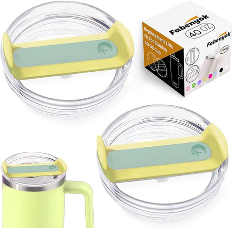 40 OZ Tumbler Lid Replacement Fit for Stanley Cup, 2 Pack Clear Replacement Lids Fit for Stanley Travel Tumbler, Spill Proof Tumbler Covers for Stanley Cup Accessories (Clear - Pomelo)