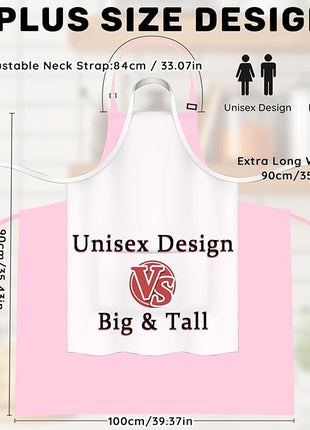 2 Pcs Plus Size Chef Apron, Unisex Professional Apron with 2 Pockets for Cooking, Work, Baking (Larger Size)