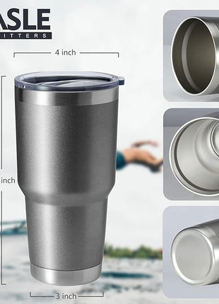 HASLE OUTFITTERS 30oz Stainless Steel Tumbler, Double Wall Vacuum Insulated Travel Mug Tumbler, Durable Insulated Coffee Mug, Gift Box Set (Grey, 1)