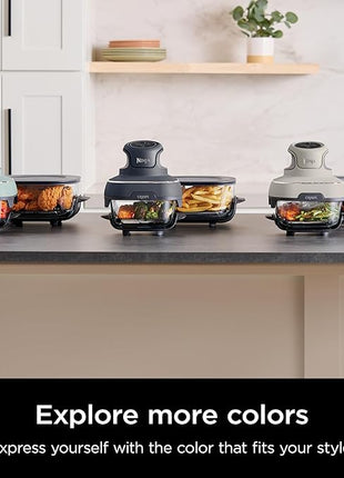 Ninja Crispi Air Fryer, Microwave, Freezer & Dishwasher Safe, Non Toxic Glass Portable Cooking System, 4 QT & 6 Cup Glass Containers with Storage Lids, Easy Meals, Air Fry, Bake, Green, FN101SG