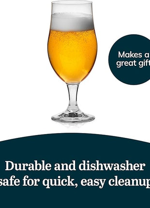 Libbey Crafts Brew Belgian Tulip Beer Glass Set, Elegant Belgian Beer Glasses Set of 6 for Belgian Ale, Dishwasher Safe Gift Set for Beer Lovers