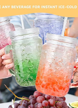 Lily's Home Old Fashion Drinking Glasses at BBQs and Parties, Clear with Assorted Color Accents (With Lids and Straws)