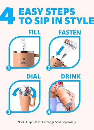 Cirkul 40oz. Apricot Stainless Steel Tumbler with Handle, All-Day StrawSip™, Double-Wall Insulated