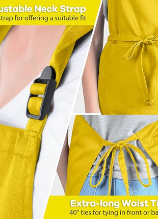 ROTANET Extra Large Apron for Men Adjustable Bib Aprons with 2 Pockets Cooking Kitchen Women Chef Water & Oil Resistant