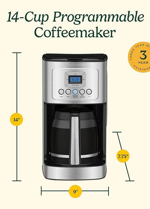 Cuisinart 14-Cup Coffee Maker, Programmable PerfecTemp Glass Carafe Coffee Machine with 1-4 Cup Setting, Brew Strength Control and Brew Pause, Stainless Steel, DCC-3200NAS