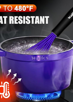 Walfos Whisk,Whisks for Cooking Non Scratch.Silicone Whisk Set of 4 Kitchen Wisk-11in Flat wisk and 7+9+11in Balloon Whisk.Nice for Mixing,Whisking and Stirring.Dishwasher Safe.(4pcs-Colorful)
