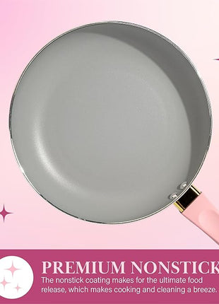 Paris Hilton Epic Nonstick Pots and Pans Set, Multi-layer Nonstick Coating, Tempered Glass Lids, Soft Touch, Stay Cool Handles, Made without PFOA, Dishwasher Safe Cookware Set, 12-Piece, Pink