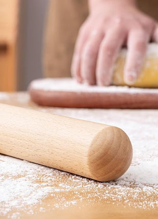 AISOSO French Rolling Pin, 17.7 Inches Wood Rolling Pins for Baking, Extra Long Classic Wooden Dough Roller for Fondant Pizza Pie Crust Cookie Pastry, Kitchen Baking Essentials, Light Yellow
