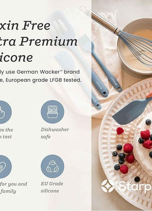 StarPack 'Scrape & Stir' Silicone Spatula Set (4 Pcs) - Heat Resistant Spatula Set 600°F - Food Grade Kitchen Spatulas - Nonstick Silicone Baking & Cooking Spatulas - Rubber Turner Set for Kitchen Use