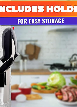 2 in 1 Kitchen Scissors for Food – Stainless Steel Blade & Plastic Cutting Board Scissors with Safety Lock | 9.6" Tomato Knife, Fruit & Vegetable Cutter – Easy-to-Use Kitchen Shears for Meat, Cheese