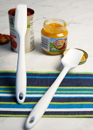 RSVP International Ela Collection Silicone Coated Steel, Mini Spatula/Spoon, White