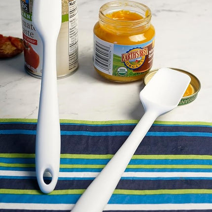 RSVP International Ela Collection Silicone Coated Steel, Mini Spatula/Spoon, White