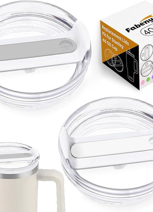 40 OZ Tumbler Lid Replacement Fit for Stanley Cup, 2 Pack Clear Replacement Lids Fit for Stanley Travel Tumbler, Spill Proof Tumbler Covers for Stanley Cup Accessories (White+Frost)