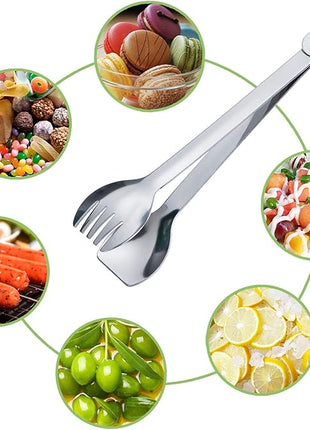 Mini Appetizer Tongs Stainless Steel Set of 4, MSY BIGSUNNY Small Serving Tongs, 6 Inch(15.2cm, Silver)