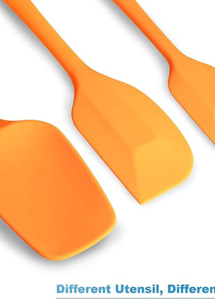 Silicone Spatula 3-piece Set, Ergonomic Handle High Heat-Resistant Spatulas, Non-stick Rubber Spatulas with Stainless Steel Core, Orange