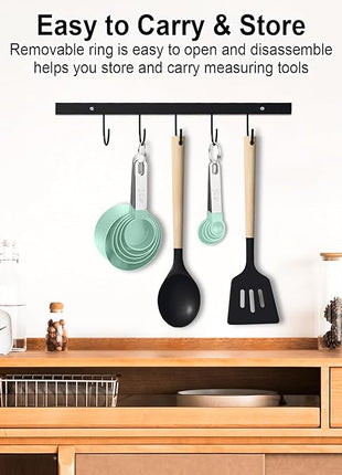 Measuring Cups and Spoons Set, Stackable Cups and Spoons, 10 Pieces Nesting Measure Cups with Stainless Steel Handle, Kitchen Gadgets for Cooking & Baking, Lake Green