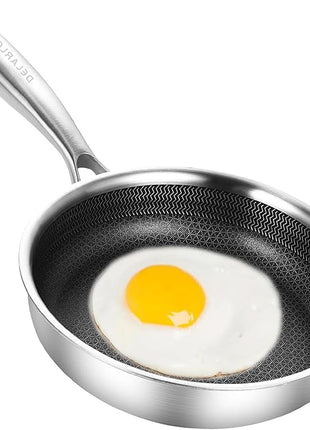 DELARLO Tri-Ply Stainless Steel 5.5 Inch Omelet Pans, Small Frying Pan Compatible with All Cooktops 500℉,Oven Safe Mini Skillet