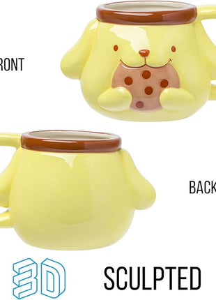 Silver Buffalo Sanrio Hello Kitty and Friends Pompompurin Ceramic 3D Sculpted Mug, 20 Ounces