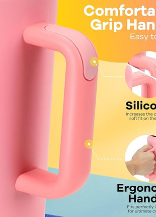 TaroKitc 64 oz Tumbler with Handle, Stainless Steel Insulated Travel Mug Iced Coffee Cup with Lids and Straw, Water Bottle Jug for Gym, Office, Home, Dishwasher Safe, BPA Free(Sky blue)