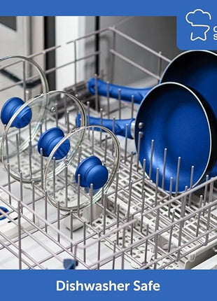 Chef's Star Pots And Pans Set Kitchen Cookware Sets Nonstick Aluminum Cooking Essentials 11 Pieces Blue