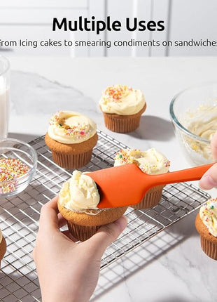 U-Taste Silicone Baking Spatula Set: 600ºF High Heat Resistant, Food Grade Flexible Rubber Kitchen Cooking Mixing Scraper, Food Grade Seamless Utensil for Nonstick Cookware Set of 3 (Multicolors)