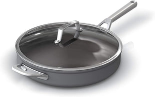 Ninja Foodi NeverStick Professional Hard-Anodized 4-Quart Sauté Pan with Glass Lid, Nonstick, Durable & Oven Safe to 500°F, Salt Grey, C30140