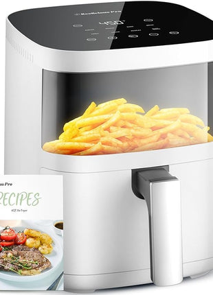 Air Fryer, Beelicious 8-in-1 Smart Compact 4QT Air Fryers with Viewing Window, Shake Reminder, 450°F Digital Airfryer with Flavor-Lock Tech, Dishwasher-Safe & Nonstick, Fit for 1-3 People, White