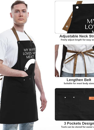 REHAVE Funny Gifts for Men Apron - Dad Gifts - Husband Gift from Wife - Father's Day, Birthday Naughty Gift for Men, Male Friends, Boyfriend, Guy, Chef, Him, Coworker - BBQ Cooking Grilling Aprons
