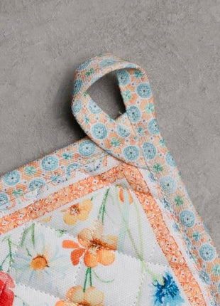 Maison d' Hermine Pot Holders 100% Cotton Heat Resistant Potholders 8" x 8" Hot Pads with Loop BBQ, Cooking, Baking, Grilling, Kitchen, Handling Hot Pans Spring/Summer (Pack of 1, Summer Whisper)