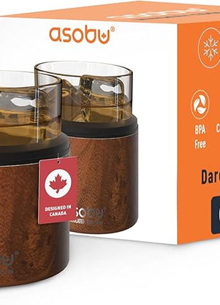 asobu Whiskey Sleeve Glass – Insulated Bourbon Tumbler with Premium Rocks Glass, BPA-Free, Double-Wall Stainless Steel, Keeps Drinks Cold Longer, 10.5oz