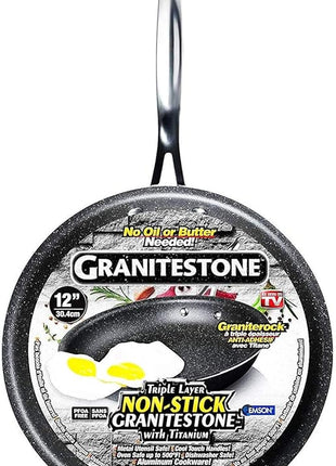 Granitestone Cookware Nonstick Frying Pan, 12” Nonstick Pan for Cooking & Frying, Mineral Enforced Egg Pan with Stay Cool Handles, Dishwasher Safe Cooking Pan with No Warp Technology, 100% PFOA Free