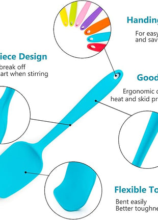 Silicone Spatula Set of 7, P&P CHEF Heat-Resistant Rubber Spatulas Kitchen Utensils Set for Non-stick Cooking Baking Mixing, Seamless & Flexible Design, Dishwasher Safe, Multicolor