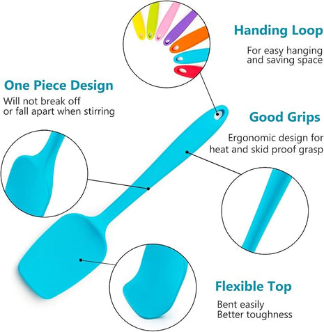 Silicone Spatula Set of 7, P&P CHEF Heat-Resistant Rubber Spatulas Kitchen Utensils Set for Non-stick Cooking Baking Mixing, Seamless & Flexible Design, Dishwasher Safe, Multicolor