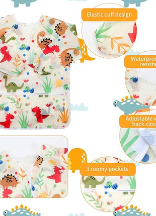 CUBACO Kids Painting Apron, 2pcs Waterproof Art Smocks For Child 3-8 Years, Kids Smocks for Painting Aprons with Long Sleeve