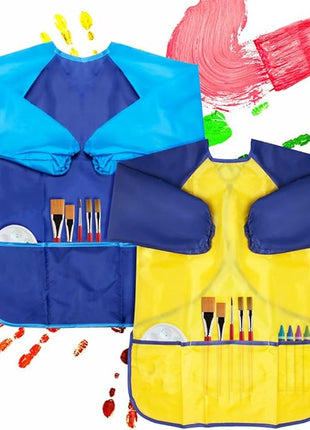 CUBACO Kids Painting Apron, 2pcs Waterproof Art Smocks For Child 3-8 Years, Kids Smocks for Painting Aprons with Long Sleeve