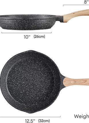 JEETEE 12.5 Inch Nonstick Frying Pan, Stone Coating Cookware, Nonstick Omelette Pan with Heat-Resistant Handle, Compatible with All Stoves (Grey)