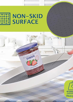 Lazy Susan Turntable, Set of 4, 12 Inch Non-Skid Lazy Susan Organizer for Cabinet, Pantry Organization, Kitchen Storage, Bathroom Sink Cabinet, Refrigerator, Countertop, Spice Rack (4 Pack 12 in)