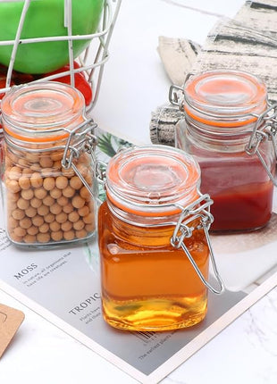 Encheng 4 oz Glass Jars With Airtight Lids And Leak Proof Rubber Gasket,Small Mason Jars With Hinged Lids For Kitchen, Mini Spice Jars With Twine And Tags Labeling 30 Pack
