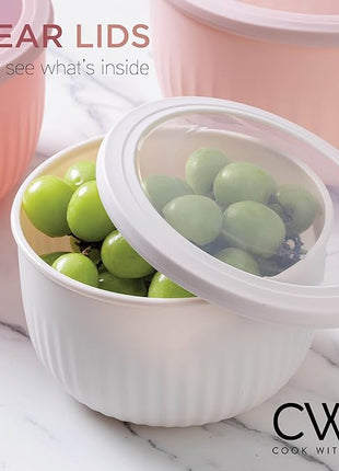 COOK WITH COLOR Prep Bowls with Lids- Wide and Deep Nesting Plastic Small Mixing Bowl Set with Lids, 12 Piece Set - Deep Bowls, Pink